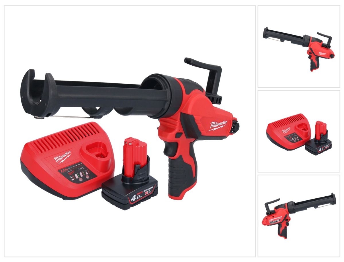 Milwaukee M12 PCG/310-401 Akku Kartuschenpresse 12 V 310 ml + 1x Akku 4,0 Ah + Ladegerät