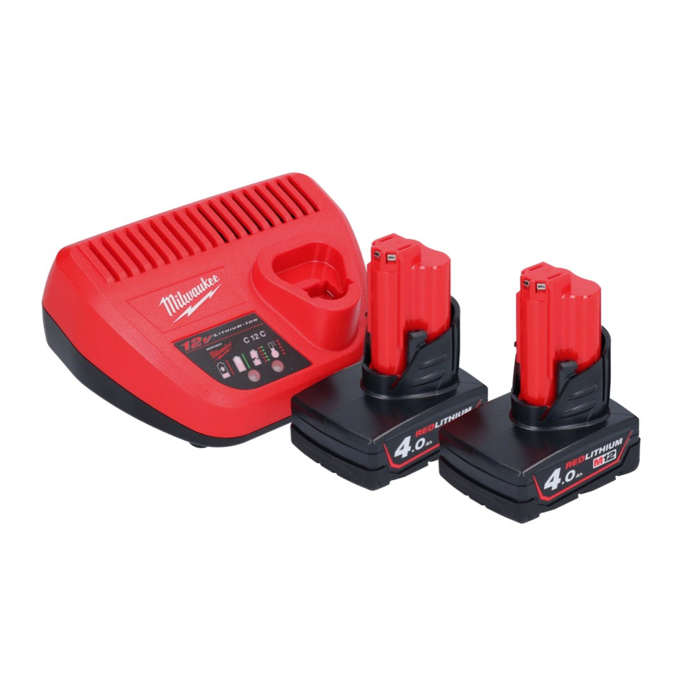 Milwaukee M12 PCG/310-402 Akku Kartuschenpresse 12 V 310 ml + 2x Akku 4,0 Ah + Ladegerät