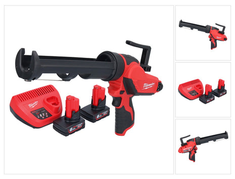 Milwaukee M12 PCG/310-602 Akku Kartuschenpresse 12 V 310 ml + 2x Akku 6,0 Ah + Ladegerät