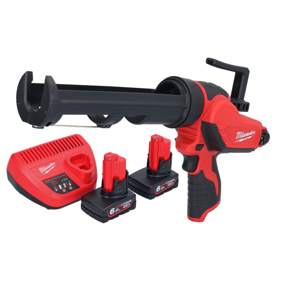 Milwaukee M12 PCG/310-602 Akku Kartuschenpresse 12 V 310 ml + 2x Akku 6,0 Ah + Ladegerät