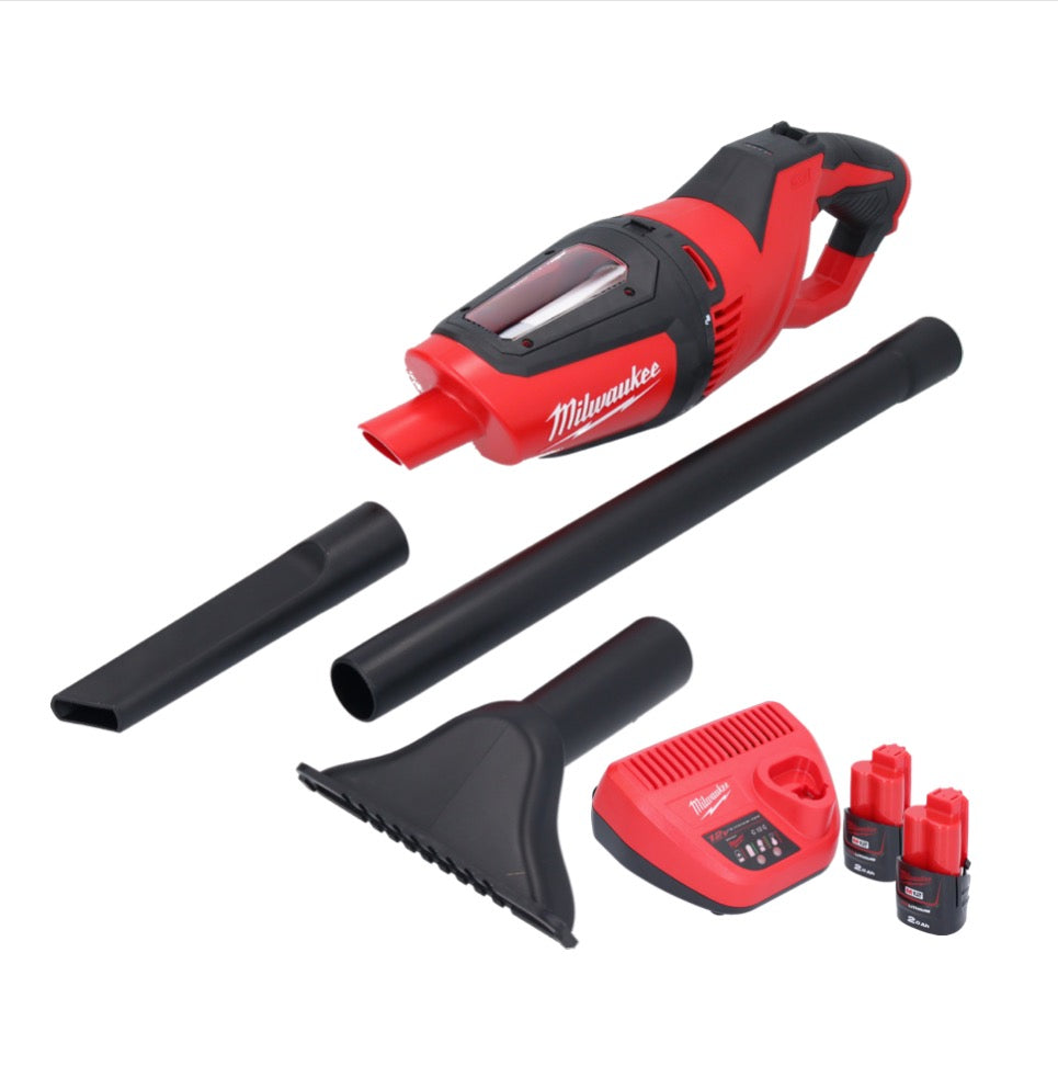 Milwaukee M12 HV-202 Akku Staubsauger 12 V + 2x Akku 2,0 Ah + Ladegerät