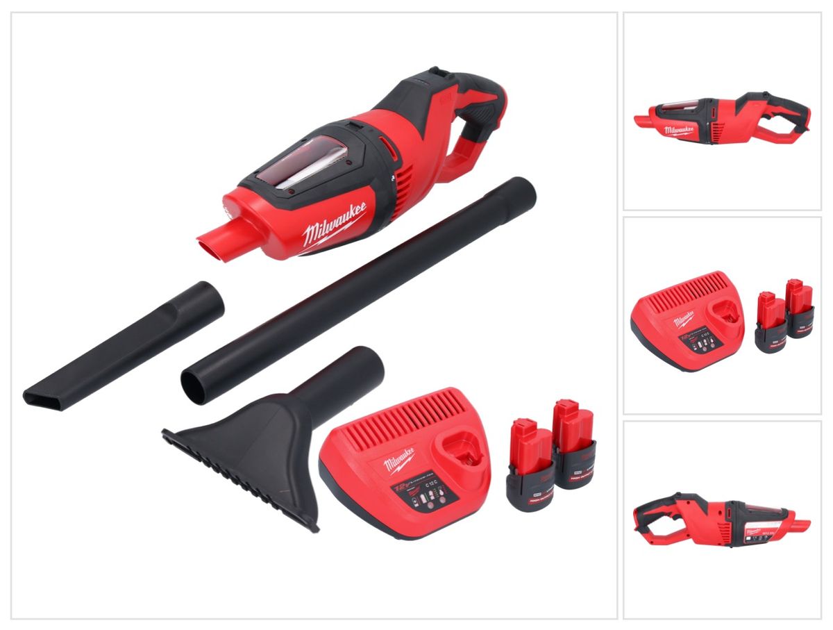 Milwaukee M12 HV-252 Akku Staubsauger 12 V + 2x Akku 2,5 Ah + Ladegerät