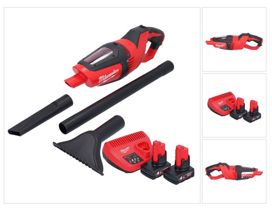 Aspirateur à batterie Milwaukee M12 HV-402 12 V + 2x batteries 4,0 Ah + chargeur