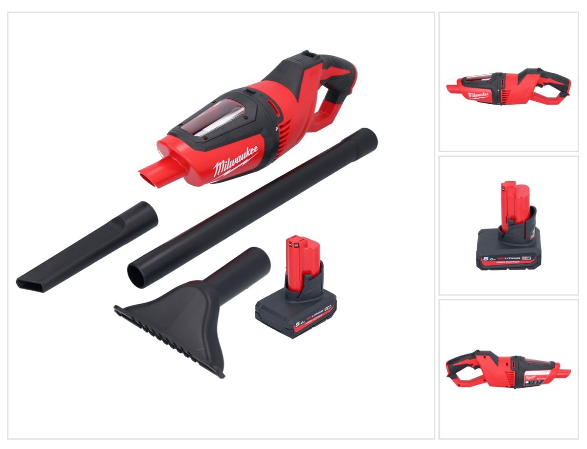 Milwaukee M12 HV-501 Akku Staubsauger 12 V + 1x Akku 5,0 Ah - ohne Ladegerät