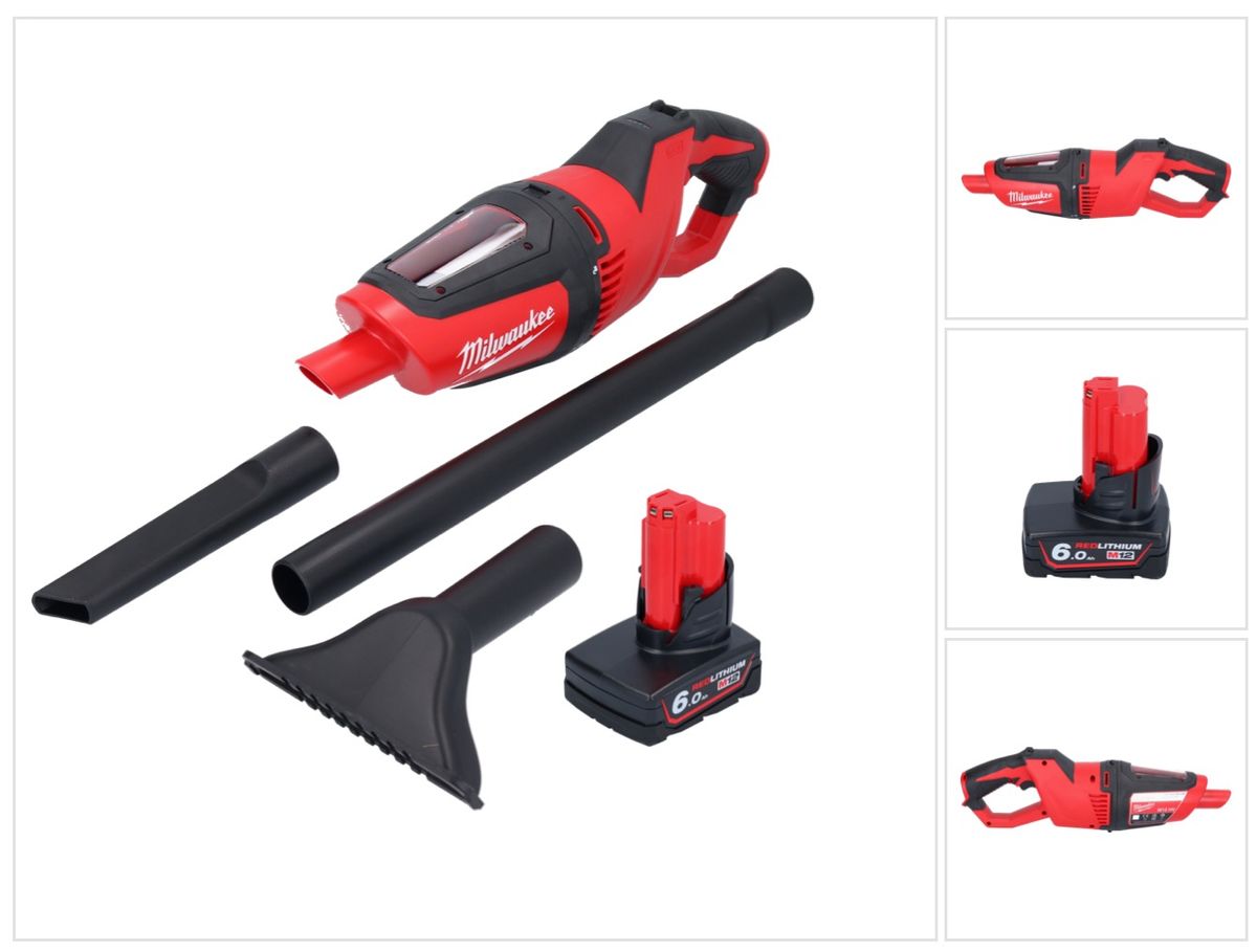 Milwaukee M12 HV-601 Akku Staubsauger 12 V + 1x Akku 6,0 Ah - ohne Ladegerät