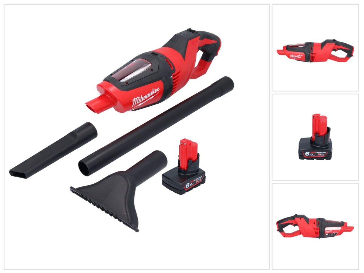 Milwaukee M12 HV-601 Akku Staubsauger 12 V + 1x Akku 6,0 Ah + Ladegerät