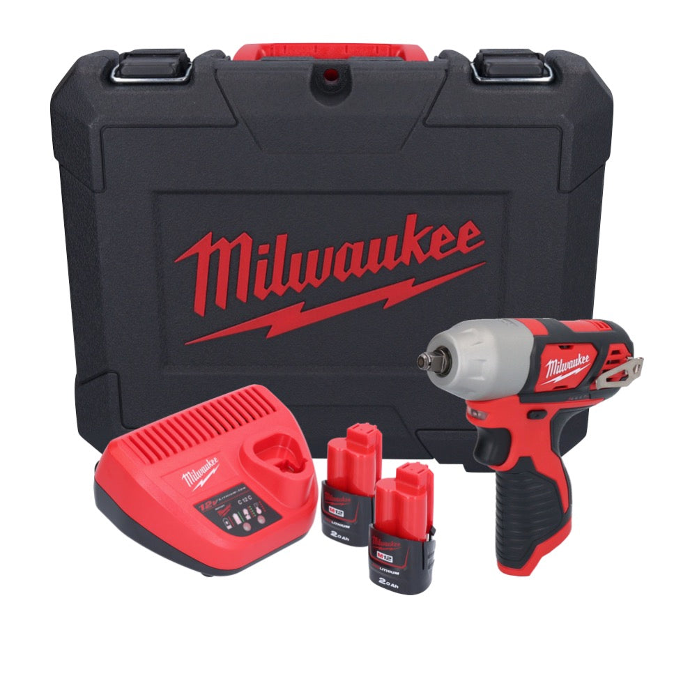 Milwaukee M12 BIW38-202C Akku Schlagschrauber 12 V 135 Nm 3/8˝ ( 4933443899 ) + 2x Akku 2,0 Ah + Ladegerät + Koffer