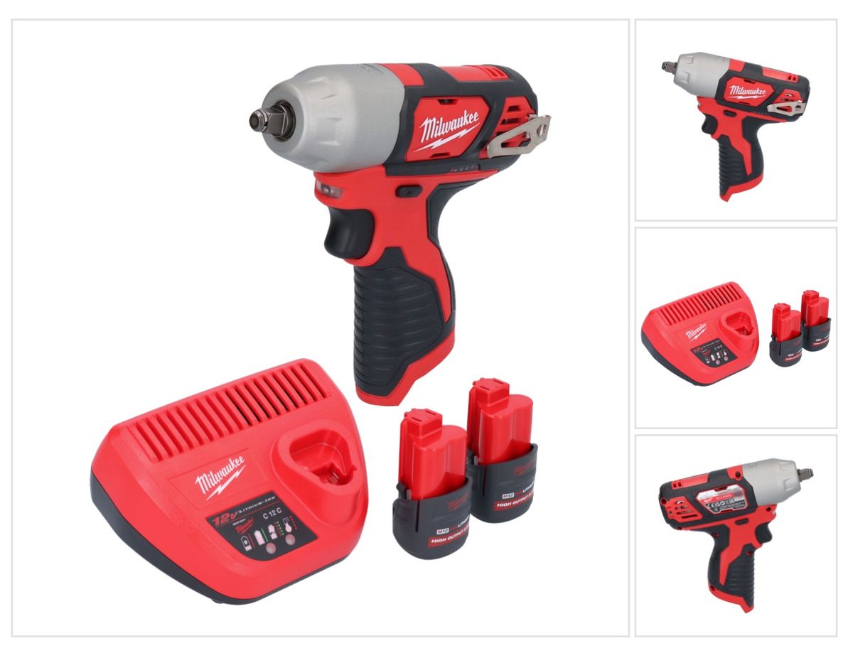 Clé à chocs sans fil Milwaukee M12 BIW38-252 12 V 135 Nm 3/8˝ + 2x batteries 2,5 Ah + chargeur