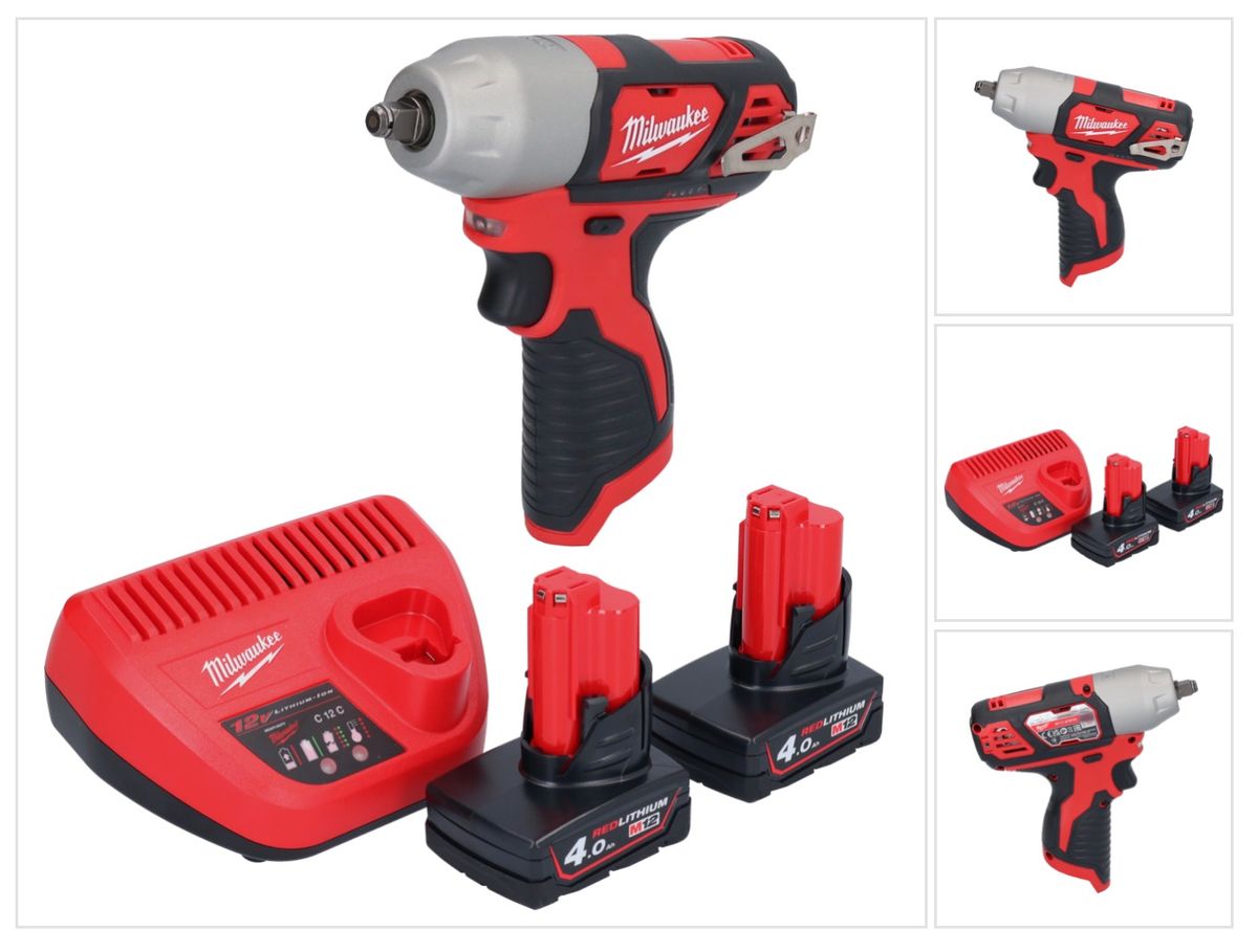 Milwaukee M12 BIW38-402 Akku Schlagschrauber 12 V 135 Nm 3/8˝ + 2x Akku 4,0 Ah + Ladegerät