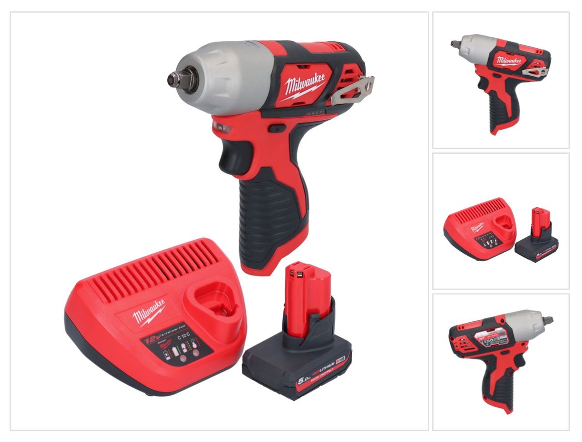 Clé à chocs sans fil Milwaukee M12 BIW38-501 12 V 135 Nm 3/8˝ + 1x batterie 5,0 Ah + chargeur