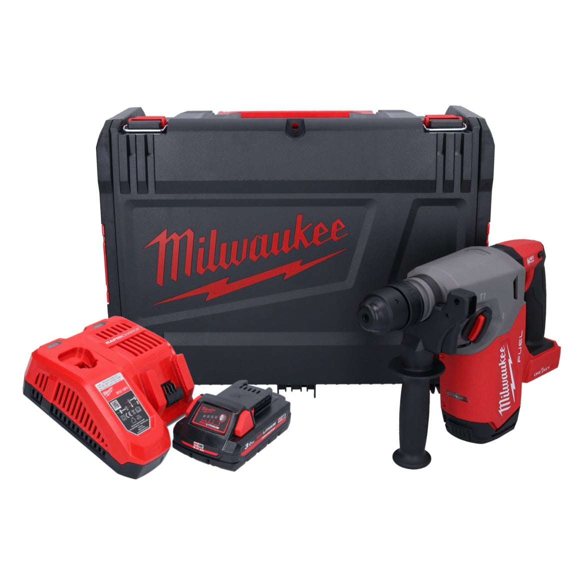 Marteau combiné à batterie Milwaukee M18 ONEFHX-301X 18 V 2,5 J SDS-Plus brushless + 1x batterie 3,0 Ah + chargeur + boîtier HD