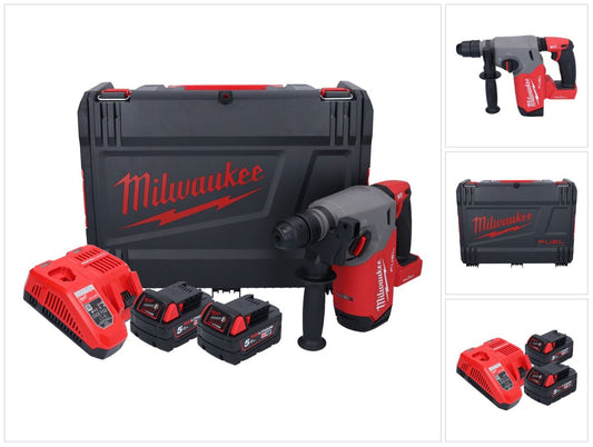 Marteau combiné à batterie Milwaukee M18 ONEFHX-502X 18 V 2,5 J SDS-Plus brushless + 2x batterie 5,0 Ah + chargeur + boîtier HD