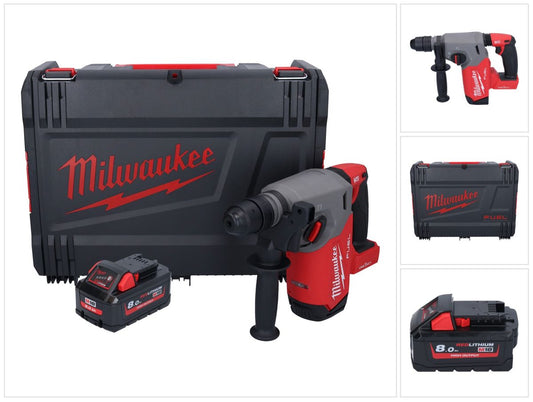 Marteau combiné à batterie Milwaukee M18 ONEFHX-801X 18 V 2,5 J SDS-Plus brushless + 1x batterie 8,0 Ah + boîtier HD - sans chargeur