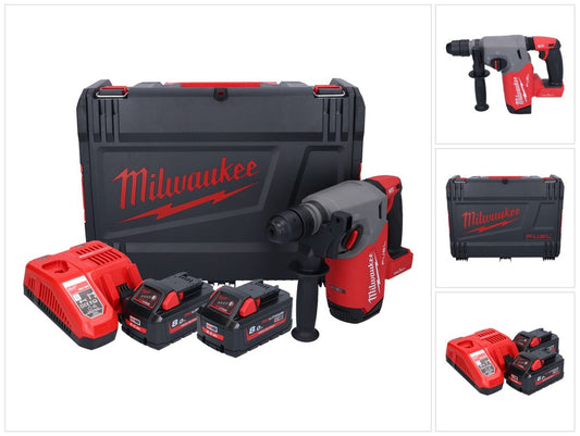 Marteau combiné à batterie Milwaukee M18 ONEFHX-802X 18 V 2,5 J SDS-Plus brushless + 2x batterie 8,0 Ah + chargeur + boîtier HD