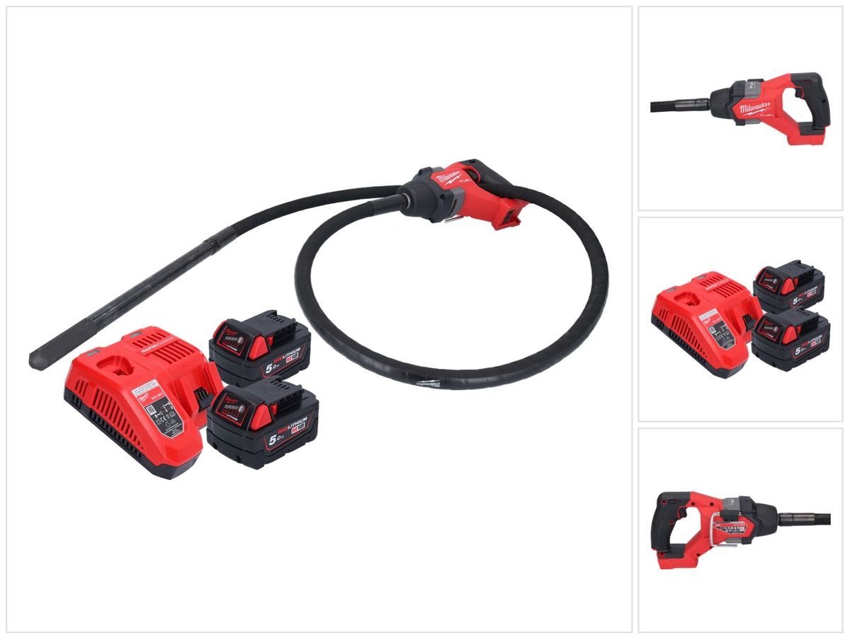 Milwaukee M18 FCVN24-502 Akku Betonrüttler 18 V 2,4 m Brushless + 2x Akku 5,0 Ah + Ladegerät