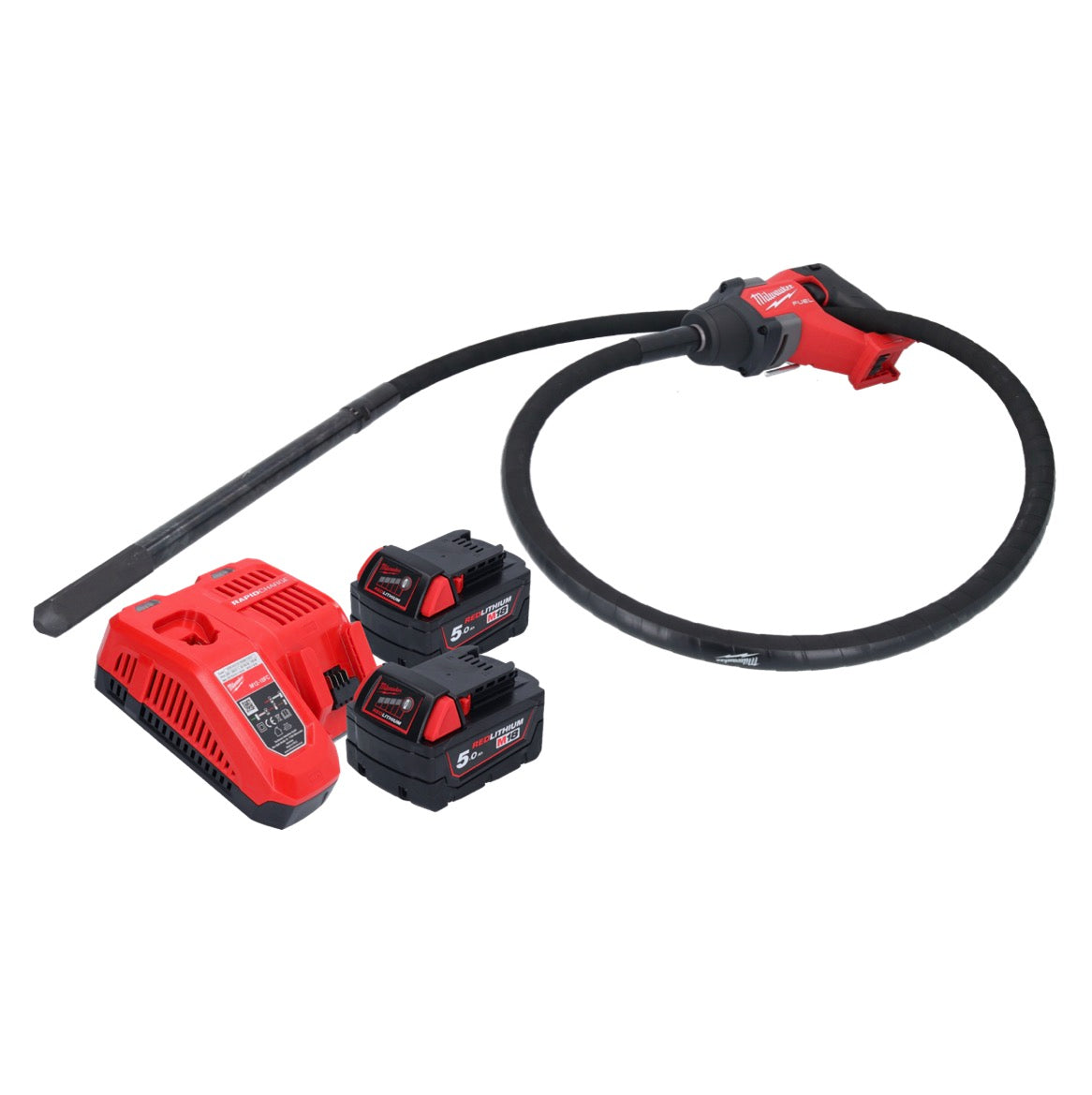 Vibrateur à béton sur batterie Milwaukee M18 FCVN24-502 18 V 2,4 m sans balais + 2x batterie 5,0 Ah + chargeur