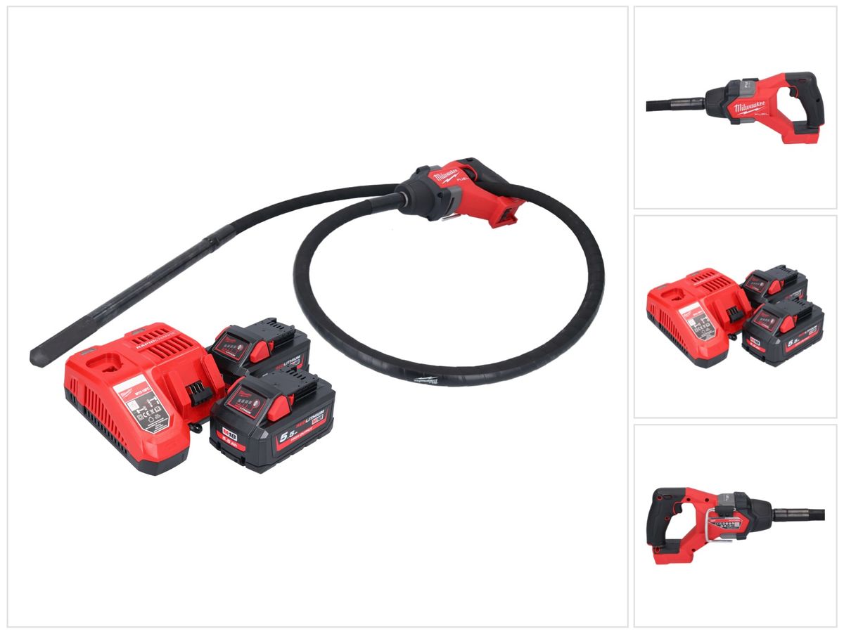 Milwaukee M18 FCVN24-552 Akku Betonrüttler 18 V 2,4 m Brushless + 2x Akku 5,5 Ah + Ladegerät