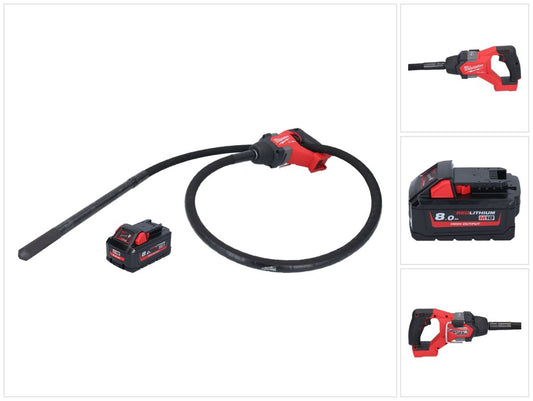 Vibrateur à béton sur batterie Milwaukee M18 FCVN24-801 18 V 2,4 m sans balais + 1x batterie 8,0 Ah - sans chargeur