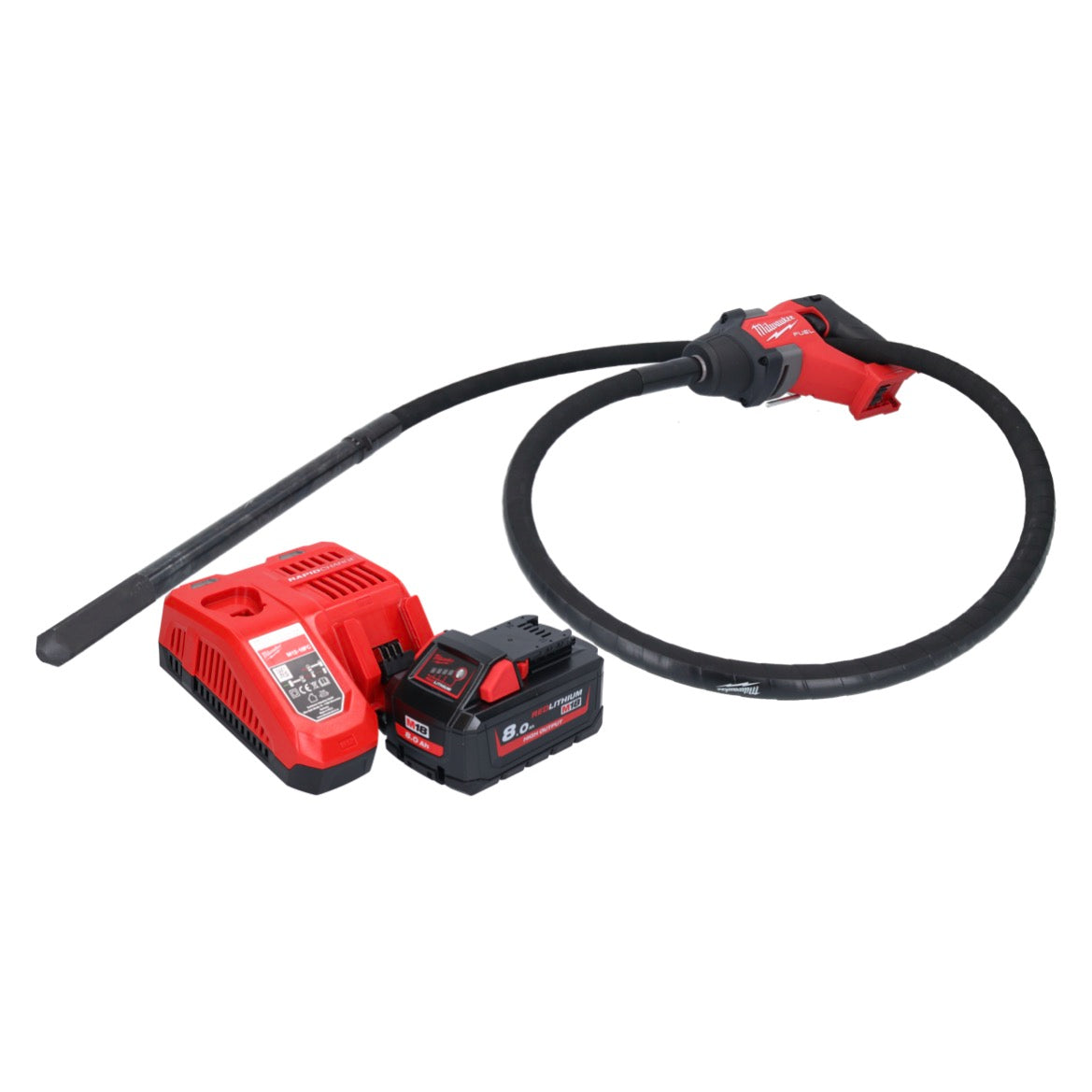 Milwaukee M18 FCVN24-801 Akku Betonrüttler 18 V 2,4 m Brushless + 1x Akku 8,0 Ah + Ladegerät