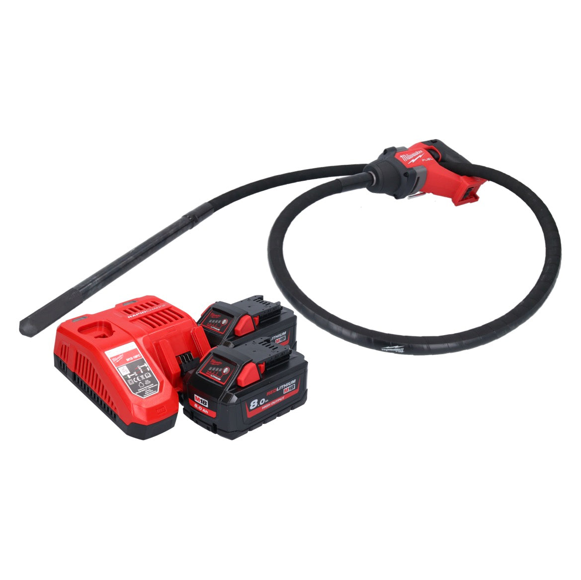 Vibrateur à béton sur batterie Milwaukee M18 FCVN24-802 18 V 2,4 m sans balais + 2x batterie 8,0 Ah + chargeur