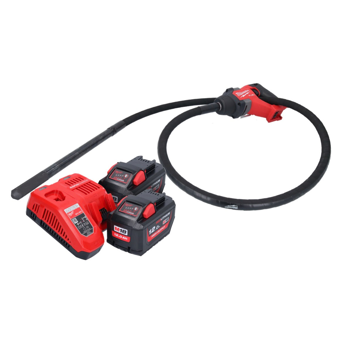 Milwaukee M18 FCVN24-122 Akku Betonrüttler 18 V 2,4 m Brushless + 2x Akku 12,0 Ah + Ladegerät