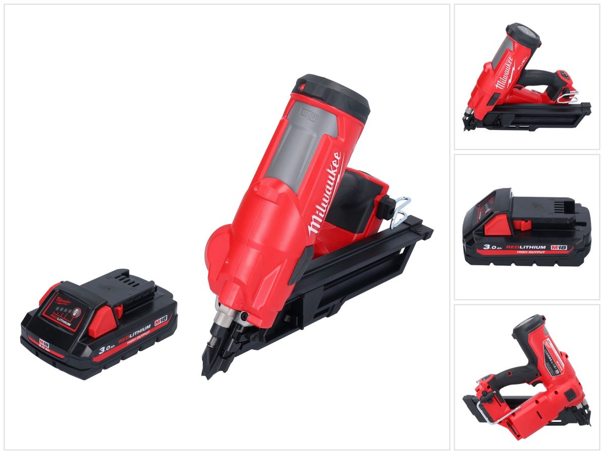 Cloueur à batterie Milwaukee M18 FFN-301 18 V 50 - 90 mm sans balais + 1x batterie 3,0 Ah - sans chargeur