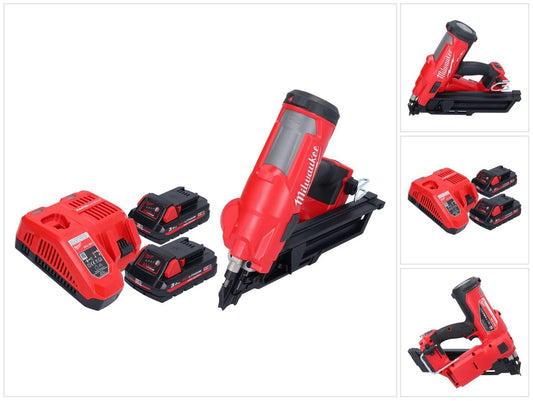 Cloueur à batterie Milwaukee M18 FFN-302 18 V 50 - 90 mm sans balais + 2x batteries 3,0 Ah + chargeur