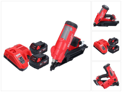 Cloueur à batterie Milwaukee M18 FFN-502 18 V 50 - 90 mm sans balais + 2x batteries 5,0 Ah + chargeur