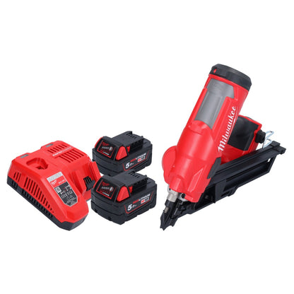 Cloueur à batterie Milwaukee M18 FFN-502 18 V 50 - 90 mm sans balais + 2x batteries 5,0 Ah + chargeur