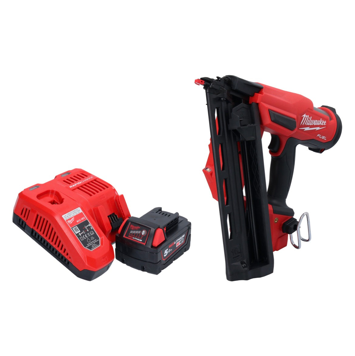 Cloueur à batterie Milwaukee M18 FN16GA-501 18 V 32 - 64 mm sans balais + 1x batterie 5,0 Ah + chargeur