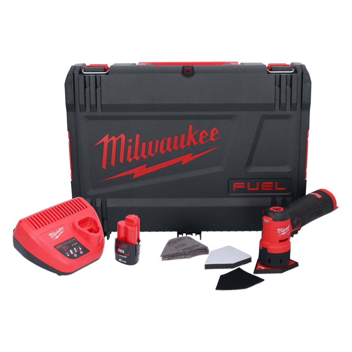 Milwaukee M12 FDSS-201X Akku Punktschleifer 12 V 88,8 x 63,5 mm Brushless + 1x Akku 2,0 Ah + Ladegerät + HD-Box