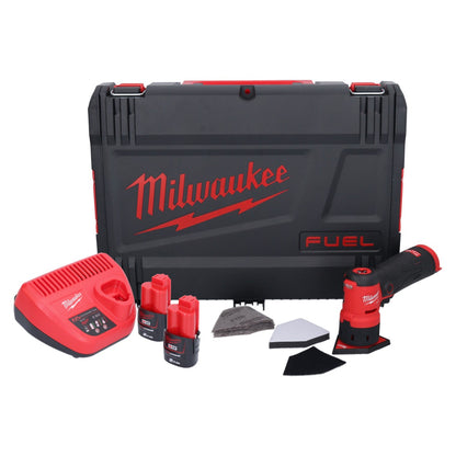 Meuleuse à pointes sur batterie Milwaukee M12 FDSS-202X 12 V 88,8 x 63,5 mm sans balais + 2x batterie 2,0 Ah + chargeur + boîtier HD