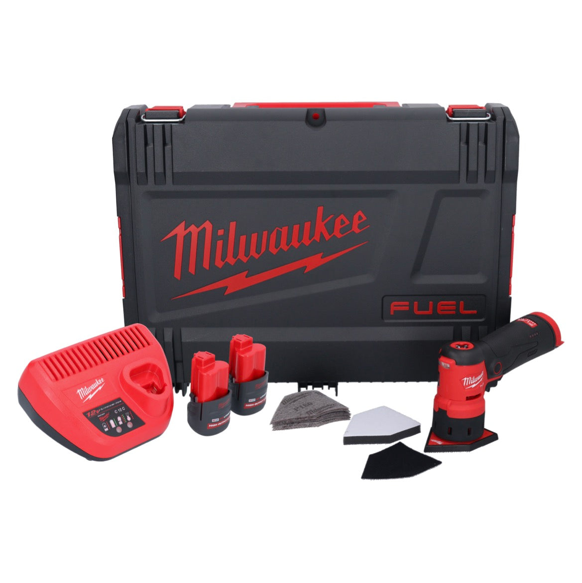 Meuleuse à pointes sur batterie Milwaukee M12 FDSS-252X 12 V 88,8 x 63,5 mm sans balais + 2x batterie 2,5 Ah + chargeur + boîtier HD