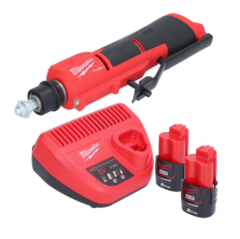 Milwaukee M12 FTB-202 Akku Reifenaufrauer 12 V 7/16" Hex Brushless + 2x Akku 2,0 Ah + Ladegerät