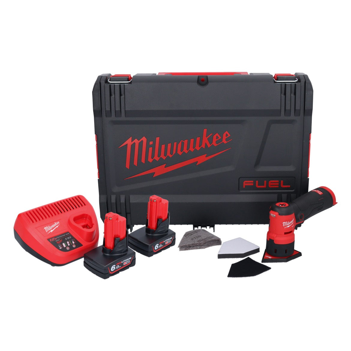 Milwaukee M12 FDSS-602X Akku Punktschleifer 12 V 88,8 x 63,5 mm Brushless + 2x Akku 6,0 Ah + Ladegerät + HD-Box