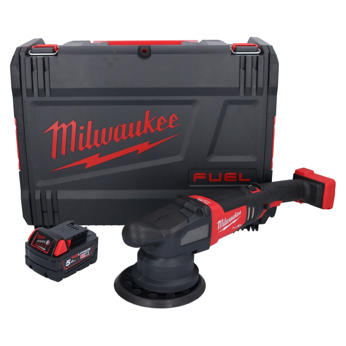 Polisseuse excentrique sur batterie Milwaukee M18 FROP21-501X 18 V 150 mm brushless + 1x batterie 5,0 Ah + boîtier HD - sans chargeur