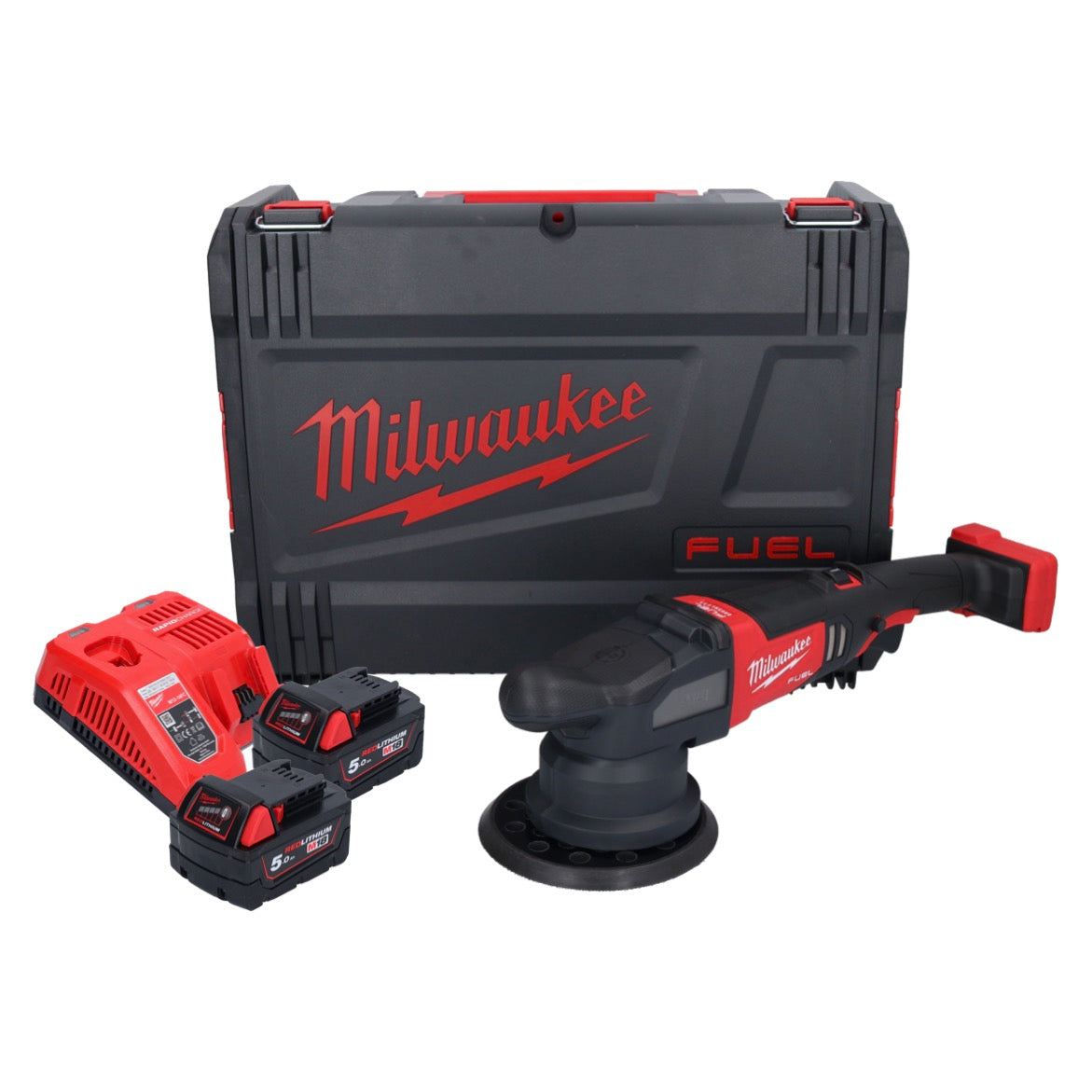 Polisseuse excentrique sur batterie Milwaukee M18 FROP21-502X 18 V 150 mm (4933478837) brushless + 2x batterie 5,0 Ah + chargeur + boîtier HD