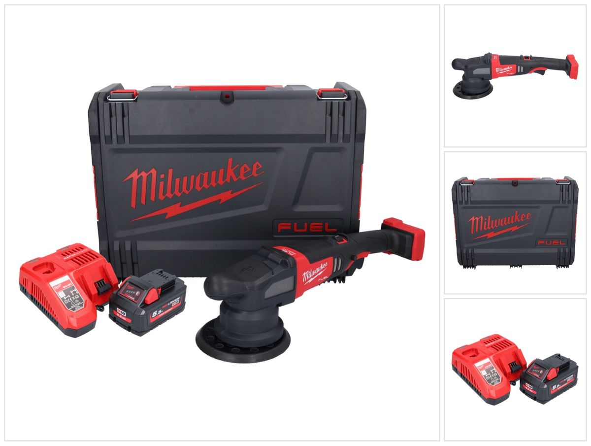 Polisseuse excentrique sur batterie Milwaukee M18 FROP21-551X 18 V 150 mm brushless + 1x batterie 5,5 Ah + chargeur + boîtier HD