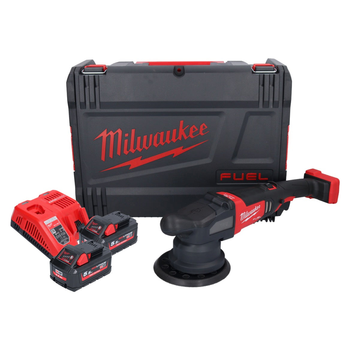 Milwaukee M18 FROP21-552X Akku Exzenter Polierer 18 V 150 mm Brushless + 2x Akku 5,5 Ah + Ladegerät + HD-Box