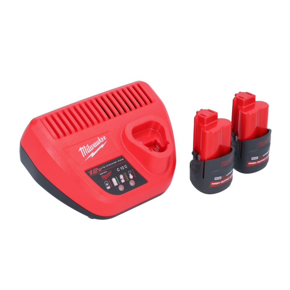 Dégrossisseur de pneu à batterie Milwaukee M12 FTB-252 12 V 7/16" Hex Brushless + 2x batterie 2,5 Ah + chargeur