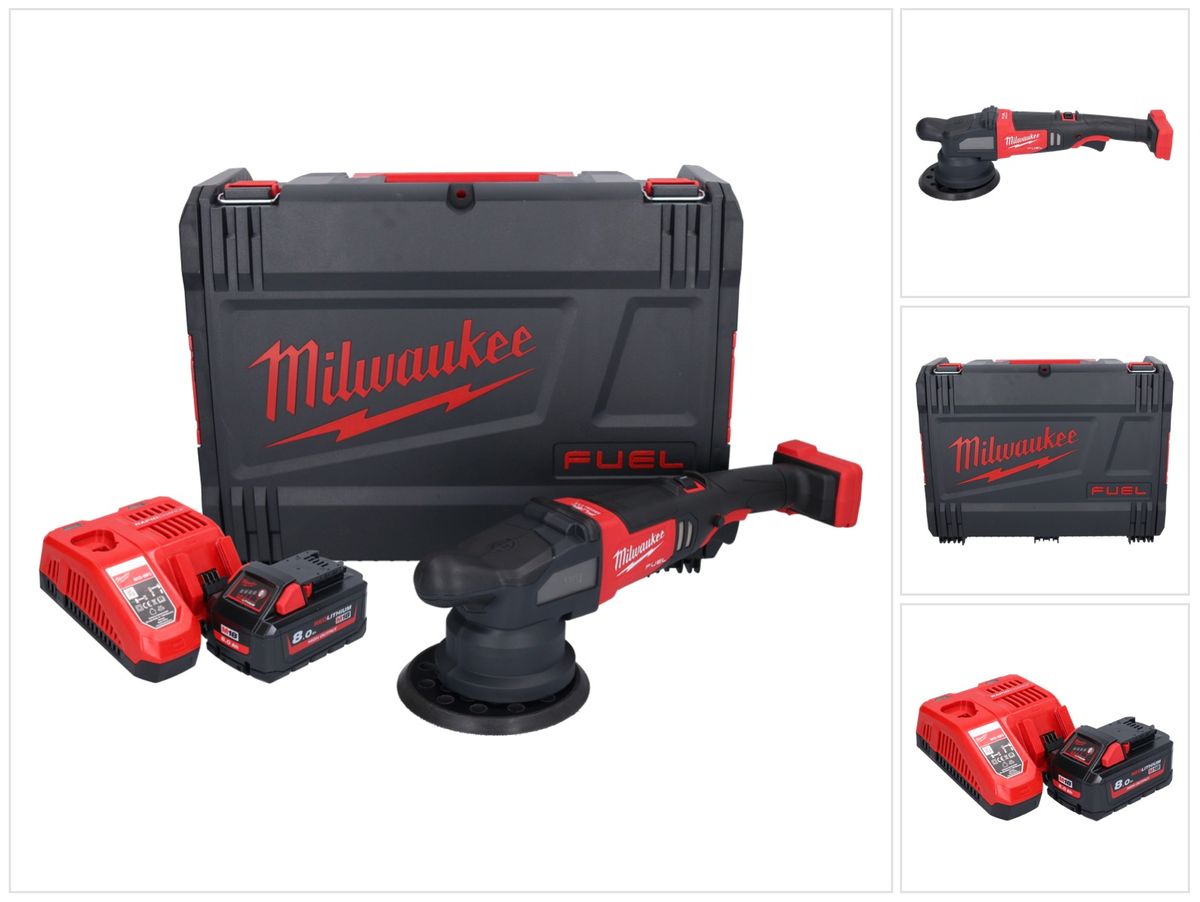 Polisseuse excentrique sur batterie Milwaukee M18 FROP21-801X 18 V 150 mm brushless + 1x batterie 8,0 Ah + chargeur + boîtier HD