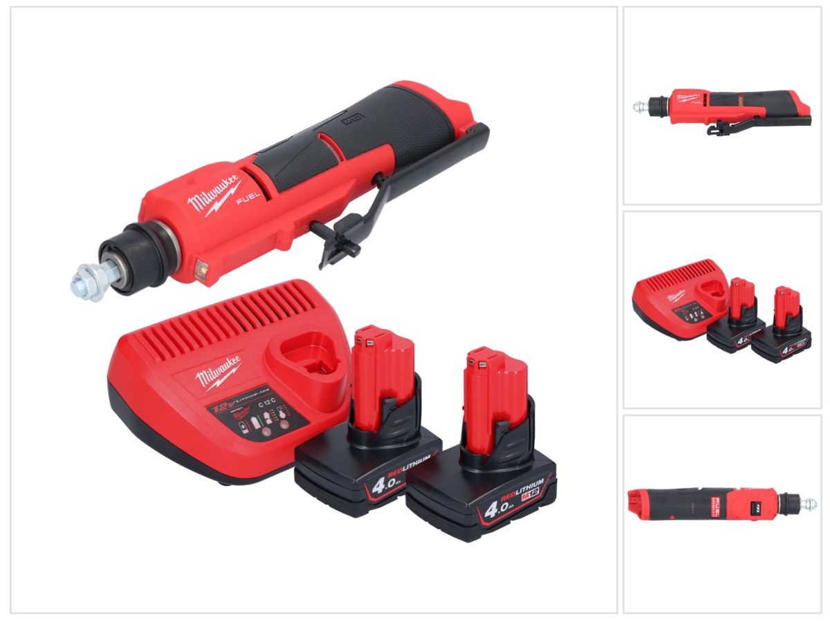 Milwaukee M12 FTB-402 Akku Reifenaufrauer 12 V 7/16" Hex Brushless + 2x Akku 4,0 Ah + Ladegerät