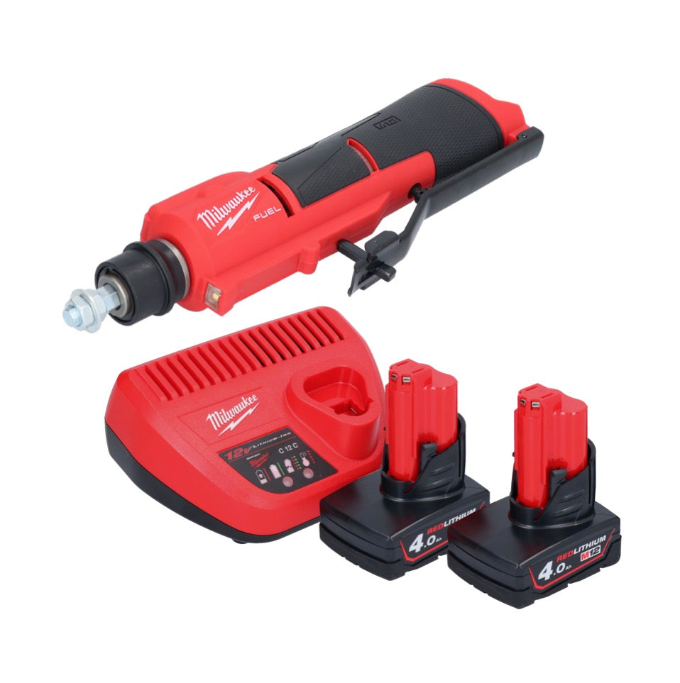 Milwaukee M12 FTB-402 Akku Reifenaufrauer 12 V 7/16" Hex Brushless + 2x Akku 4,0 Ah + Ladegerät