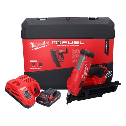 Milwaukee M18 FFN21-301C Akku Nagler 18 V 50 - 90 mm Brushless + 1x Akku 3,0 Ah + Ladegerät + Koffer