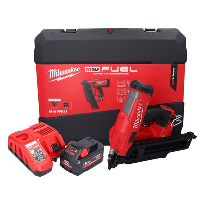 Milwaukee M18 FFN21-551C Akku Nagler 18 V 50 - 90 mm Brushless + 1x Akku 5,5 Ah + Ladegerät + Koffer