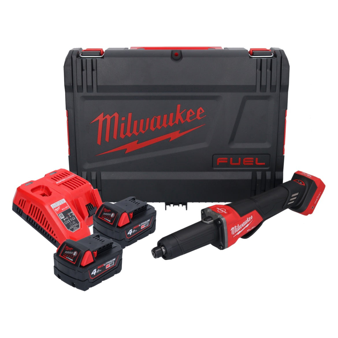 Meuleuse droite à batterie Milwaukee M18 FDGROVPDB-402X 18 V brushless + 2x batteries 4,0 Ah + chargeur + boîtier HD