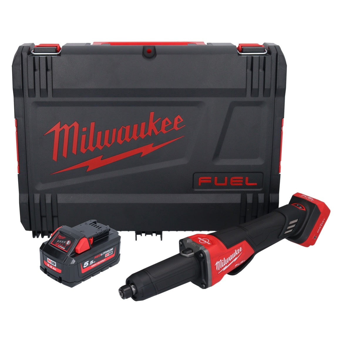 Milwaukee M18 FDGROVPDB-551X Akku Geradschleifer 18 V Brushless + 1x Akku 5,5 Ah + HD Box - ohne Ladegerät