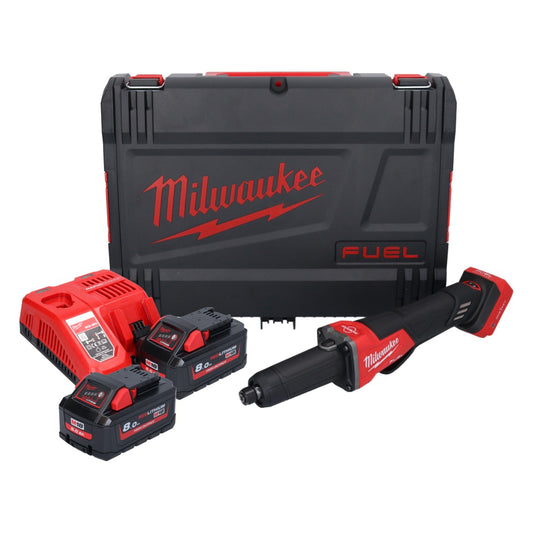 Meuleuse droite à batterie Milwaukee M18 FDGROVPDB-802X 18 V brushless + 2x batterie 8,0 Ah + chargeur + boîtier HD