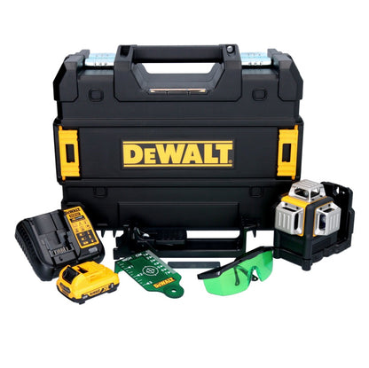 Dewalt DCE 089 D1G Akku Multilinienlaser 12 V 3x 360° grün + 1x Akku 2,0 Ah + Ladegerät + TSTAK