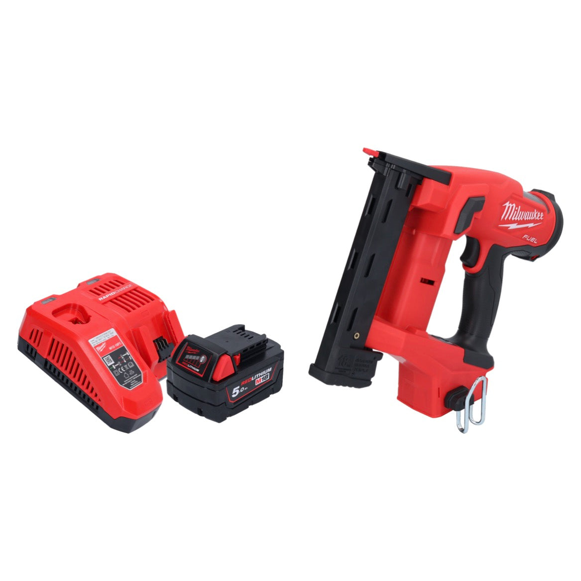 Milwaukee M18 FNCS18GS-501X Akku Tacker 18 V 9,5 - 38 mm Brushless + 1x Akku 5,0 Ah + Ladegerät + HD Box